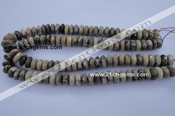 CFA212 15.5 inches 6*14mm faceted rondelle chrysanthemum agate beads