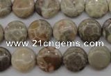 CFA228 15.5 inches 12mm flat round chrysanthemum agate beads