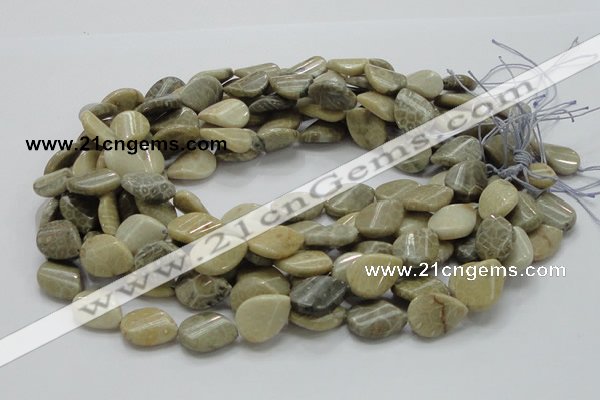 CFA23 15.5 inches 15*20mm twisted teardrop chrysanthemum agate beads