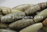 CFA24 15.5 inches 10*30mm rice chrysanthemum agate gemstone beads