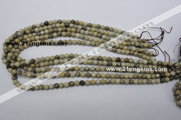 CFA28 15.5 inches 6mm faceted round chrysanthemum agate gemstone beads