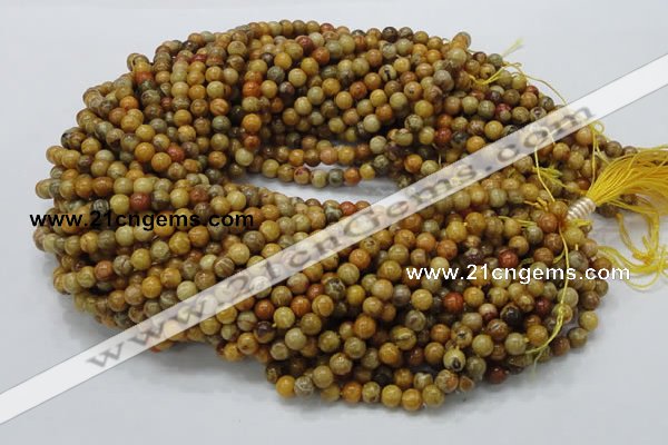 CFA31 15.5 inches 6mm round yellow chrysanthemum agate beads