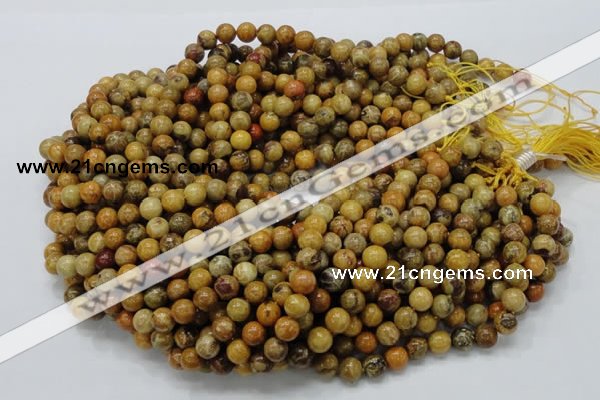 CFA32 15.5 inches 8mm round yellow chrysanthemum agate beads