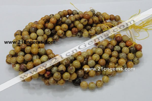 CFA33 15.5 inches 10mm round yellow chrysanthemum agate beads