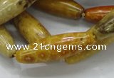 CFA37 15.5 inches 12*40mm rice yellow chrysanthemum agate beads