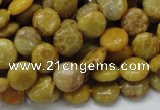 CFA40 15.5 inches 10mm flat round yellow chrysanthemum agate beads