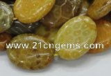 CFA48 15.5 inches 18*25mm oval yellow chrysanthemum agate beads