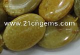 CFA49 15.5 inches 22*30mm oval yellow chrysanthemum agate beads