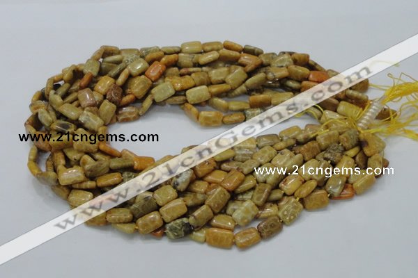 CFA51 15.5 inches 8*12mm rectangle yellow chrysanthemum agate beads