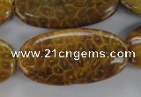 CFA61 15.5 inches 20*40mm oval yellow chrysanthemum agate beads