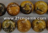 CFA63 15.5 inches 16mm round yellow chrysanthemum agate beads