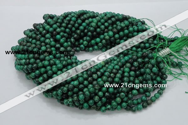 CFA66 15.5 inches 6mm round green chrysanthemum agate beads