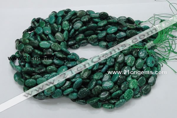 CFA70 15.5 inches 10*14mm oval green chrysanthemum agate beads