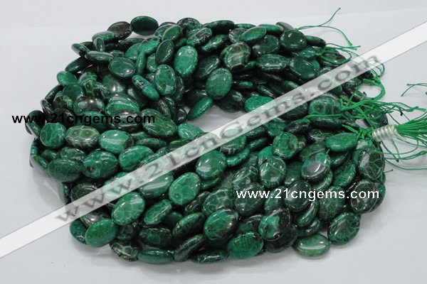 CFA71 15.5 inches 12*18mm oval green chrysanthemum agate beads