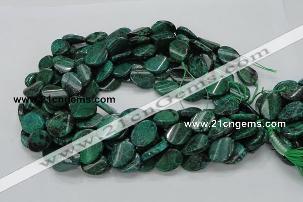 CFA72 15.5 inches 15*20mm twisted oval green chrysanthemum agate beads