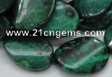 CFA73 15.5 inches 18*25mm twisted oval green chrysanthemum agate beads