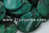 CFA74 15.5 inches 22*30mm twisted oval green chrysanthemum agate beads