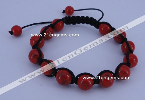 CFB510 10mm round turquoise beads adjustable bracelet wholesale