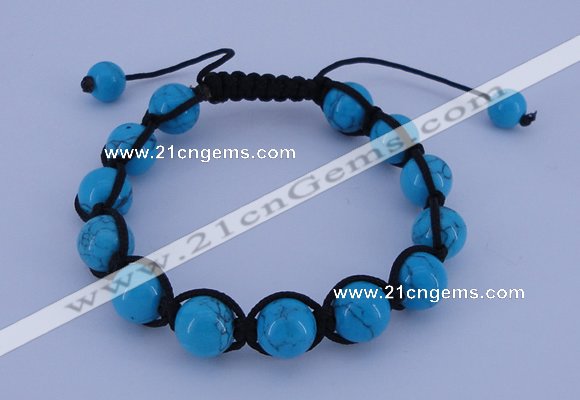 CFB511 10mm round turquoise beads adjustable bracelet wholesale