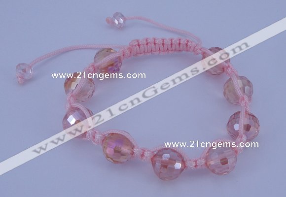 CFB520 12mm faceted round crystal beads adjustable bracelet wholesale