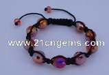 CFB521 12mm faceted round crystal beads adjustable bracelet wholesale