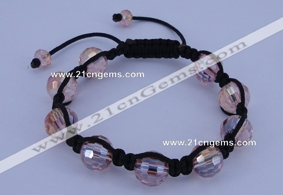 CFB522 12mm faceted round crystal beads adjustable bracelet wholesale