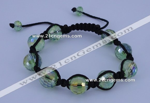 CFB523 12mm faceted round crystal beads adjustable bracelet wholesale