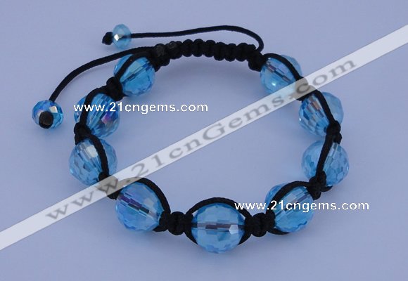 CFB524 12mm faceted round crystal beads adjustable bracelet wholesale