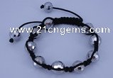 CFB525 12mm faceted round crystal beads adjustable bracelet wholesale