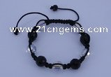 CFB528 12mm faceted round crystal beads adjustable bracelet wholesale