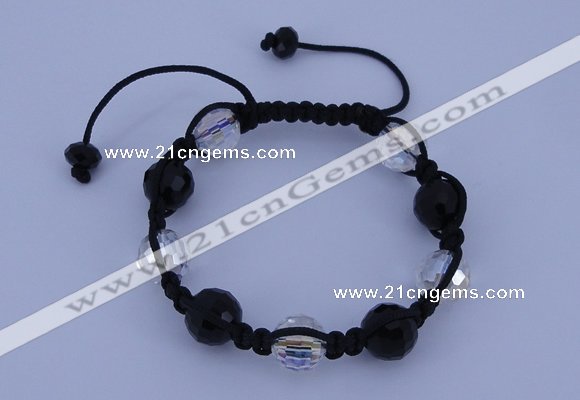 CFB528 12mm faceted round crystal beads adjustable bracelet wholesale