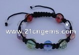 CFB529 12mm faceted round crystal beads adjustable bracelet wholesale