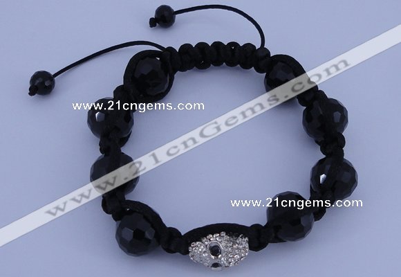 CFB541 14mm faceted round crystal with rhinestone beads bracelet