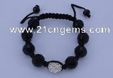 CFB546 12mm faceted round crystal with rhinestone beads bracelet