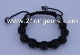 CFB556 10mm round rhinestone with hematite beads adjustable bracelet