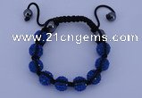 CFB558 10mm round rhinestone with hematite beads adjustable bracelet