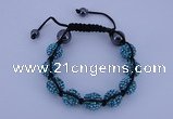 CFB565 12mm round rhinestone with hematite beads adjustable bracelet