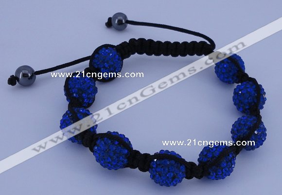 CFB566 12mm round rhinestone with hematite beads adjustable bracelet