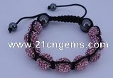 CFB575 12mm round rhinestone with hematite beads adjustable bracelet