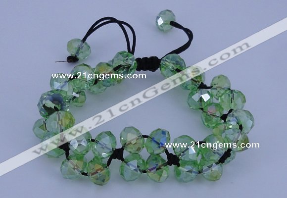 CFB581 8*10mm faceted rondelle crystal beads adjustable bracelet