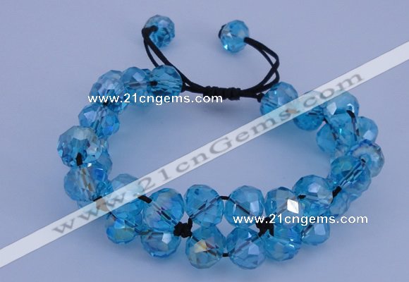 CFB582 8*10mm faceted rondelle crystal beads adjustable bracelet