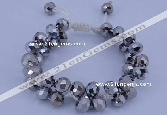 CFB585 8*10mm faceted rondelle crystal beads adjustable bracelet