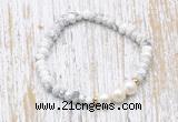 CFB701 faceted rondelle white howlite & potato white freshwater pearl stretchy bracelet