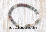 CFB747 faceted rondelle African bloodstone & potato white freshwater pearl stretchy bracelet