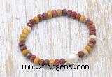 CFB760 faceted rondelle mookaite & potato white freshwater pearl stretchy bracelet
