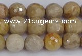 CFC230 15.5 inches 8mm faceted round fossil coral beads