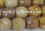 CFC232 15.5 inches 12mm faceted round fossil coral beads