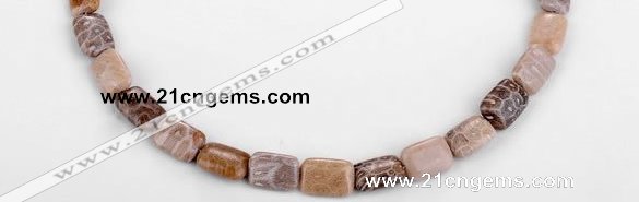 CFC50 10*14mm rectangle coral fossil jasper beads wholesale