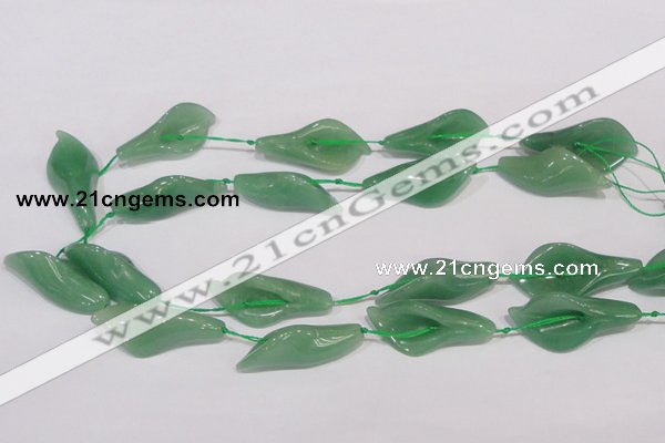 CFG03 15.5 inches 18*38mm carved flower green aventurine jade beads