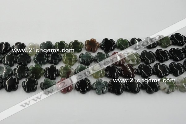 CFG1001 15.5 inches 16mm carved flower Indian Agate beads